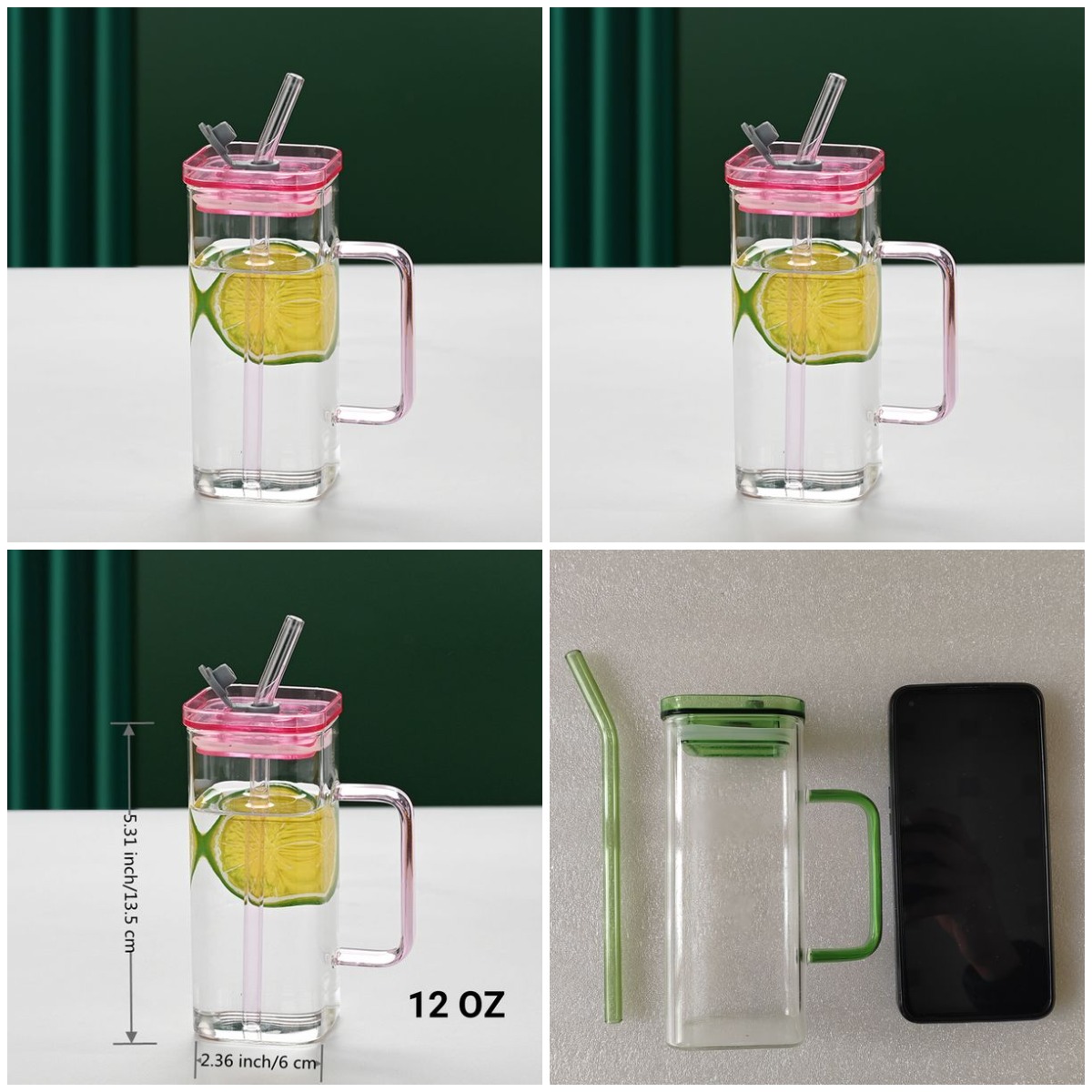 Juice Tea Coffee - 1 Pcs Pink Glass Cup, 6