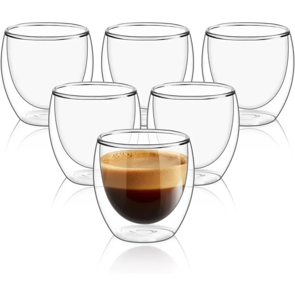 Coffee Tea Mix - 6 pcs Clear Double Wall Glass