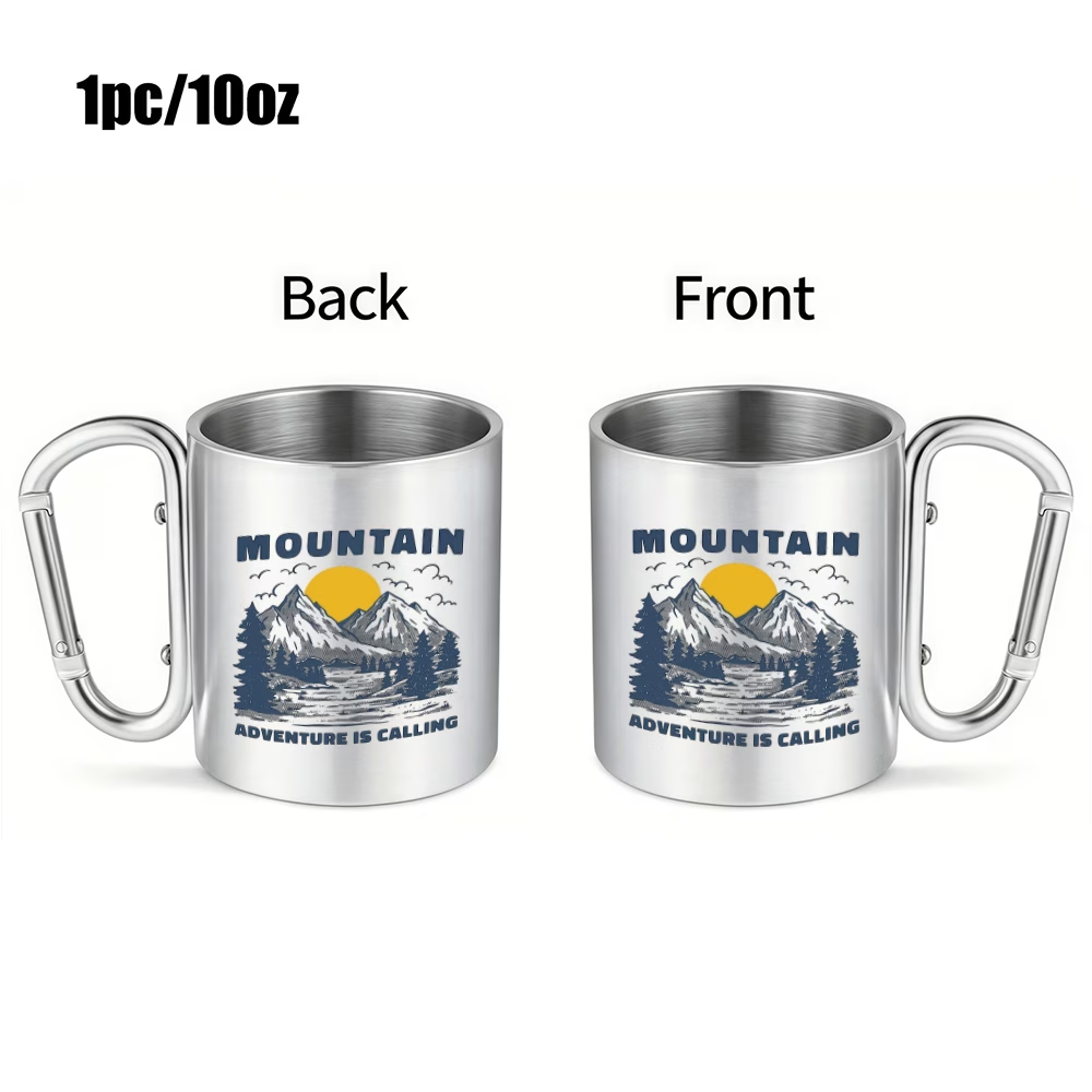 Double Wall Mug - 1pc 10oz Mountain Adventure Mug, Double