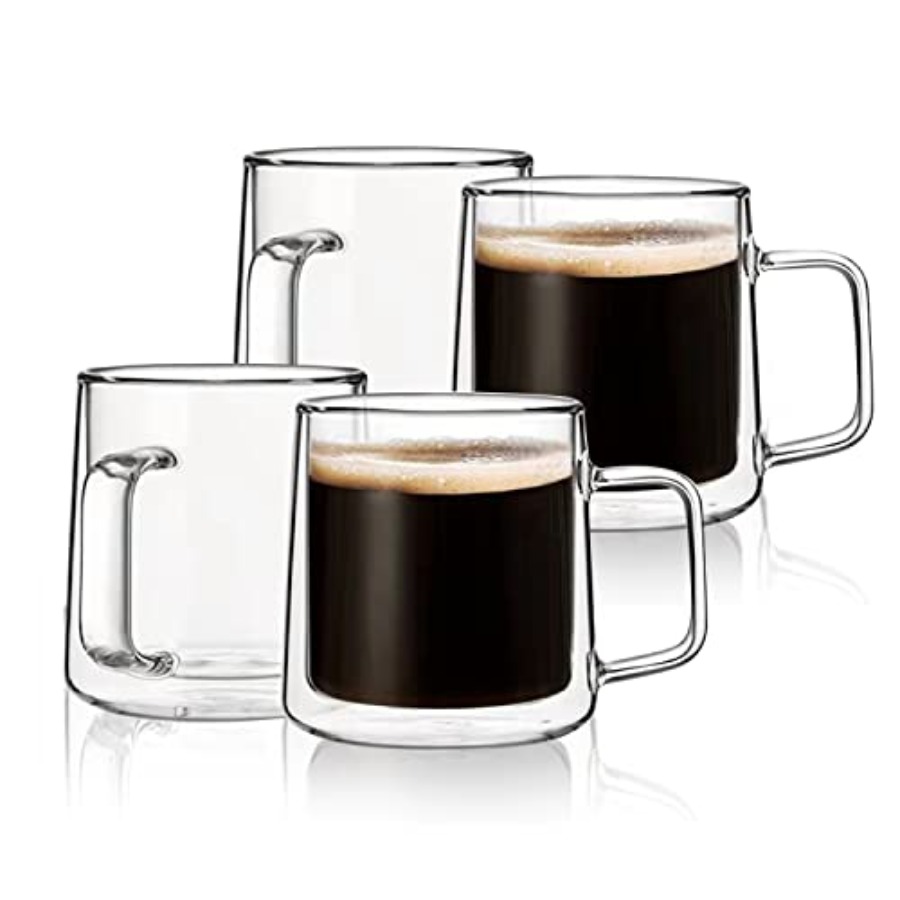 Coffee Tea Latte - 10oz Glass Coffee MugsDouble Wall Insulated