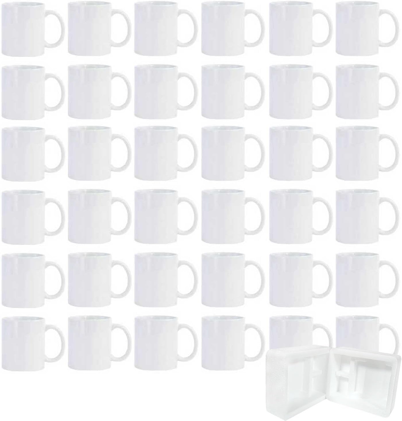 Coffee Tea Box - 36pcs Sublimation Mugs 11oz White Ceramic