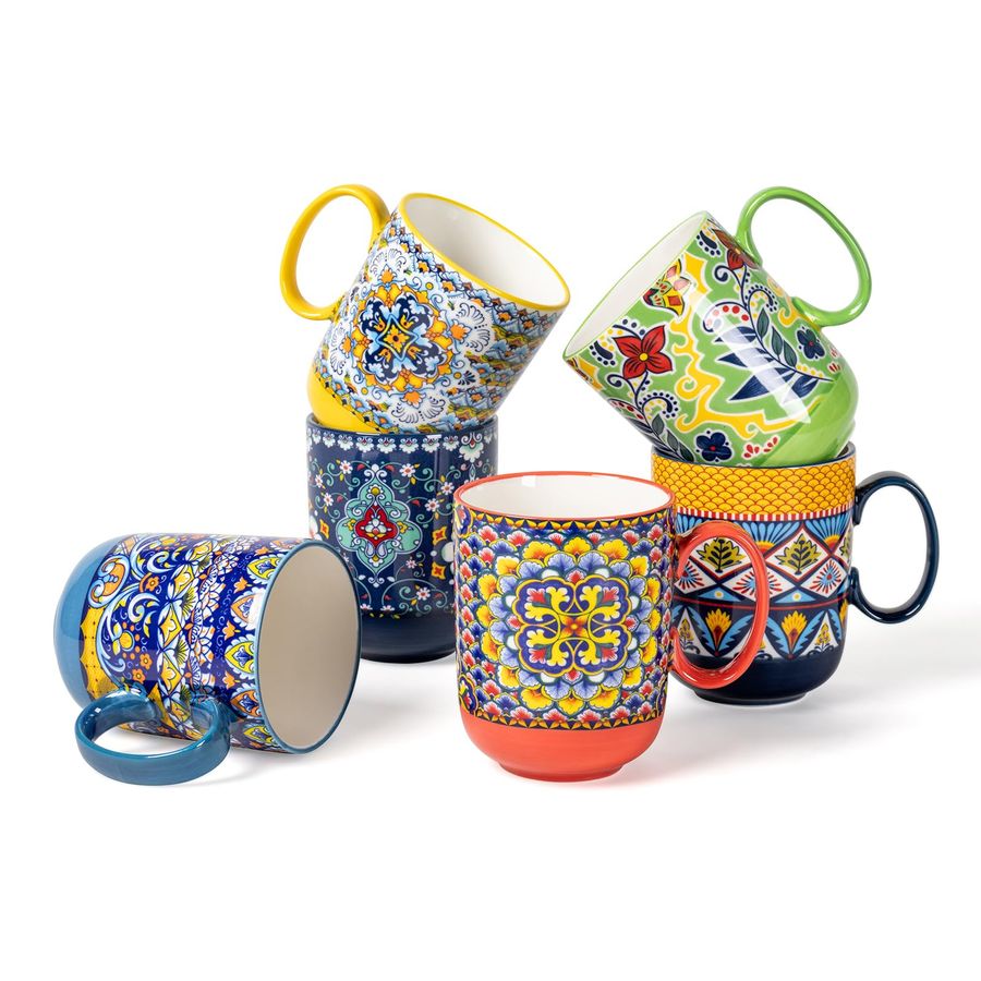 Coffee Tea Latte - Boho Ceramic Coffee Mugs Set of