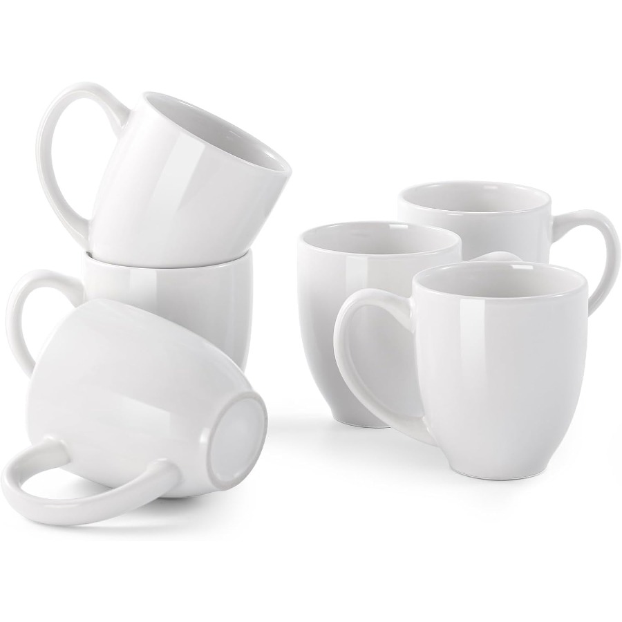 Coffee Tea Latte - White Ceramic Coffee Mugs Set of