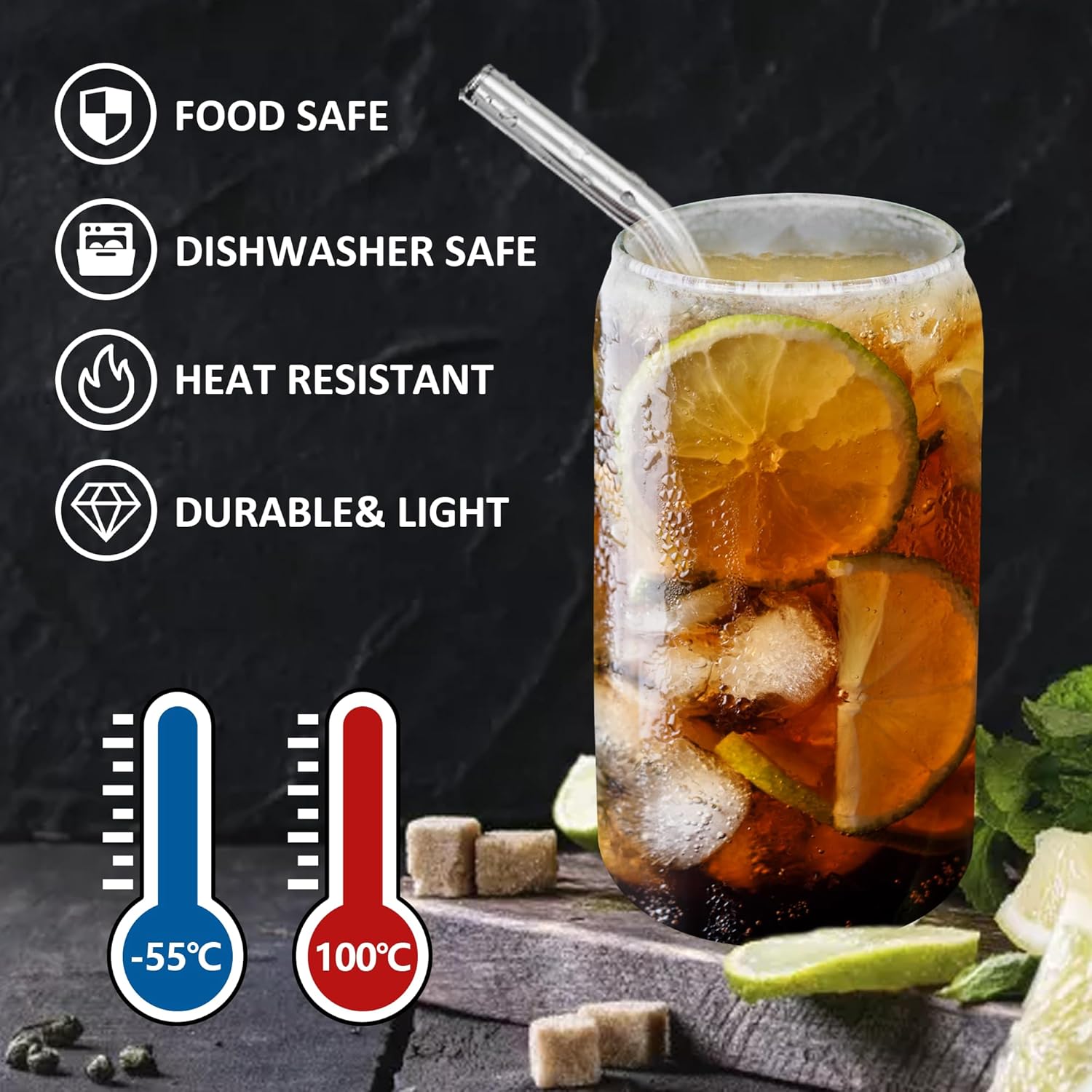 16oz Drinking Glasses with Bam - огляд і ціна Juice Tea Coffee