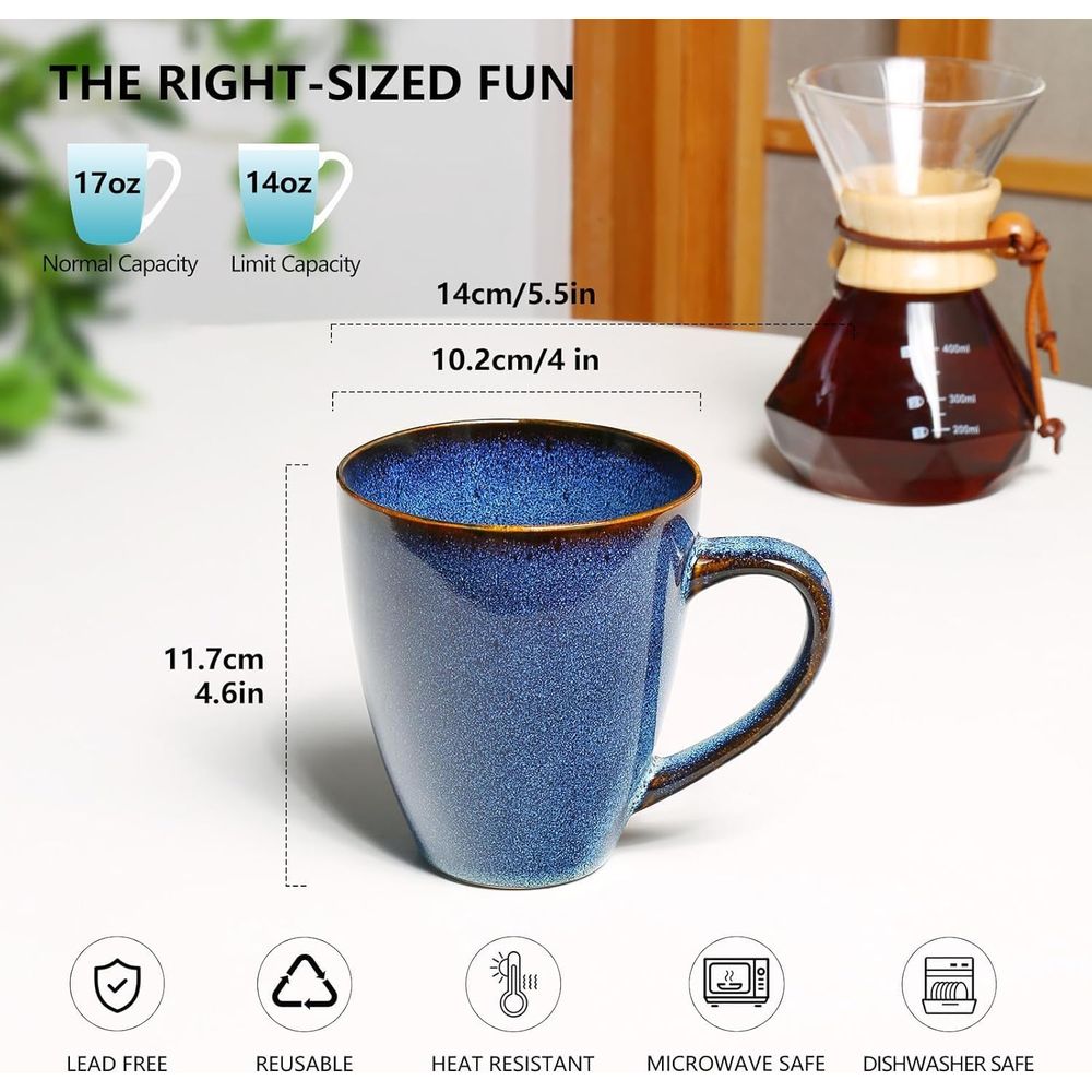 Set of 6 Large Blue Ceramic Co - огляд і ціна Coffee Tea Latte