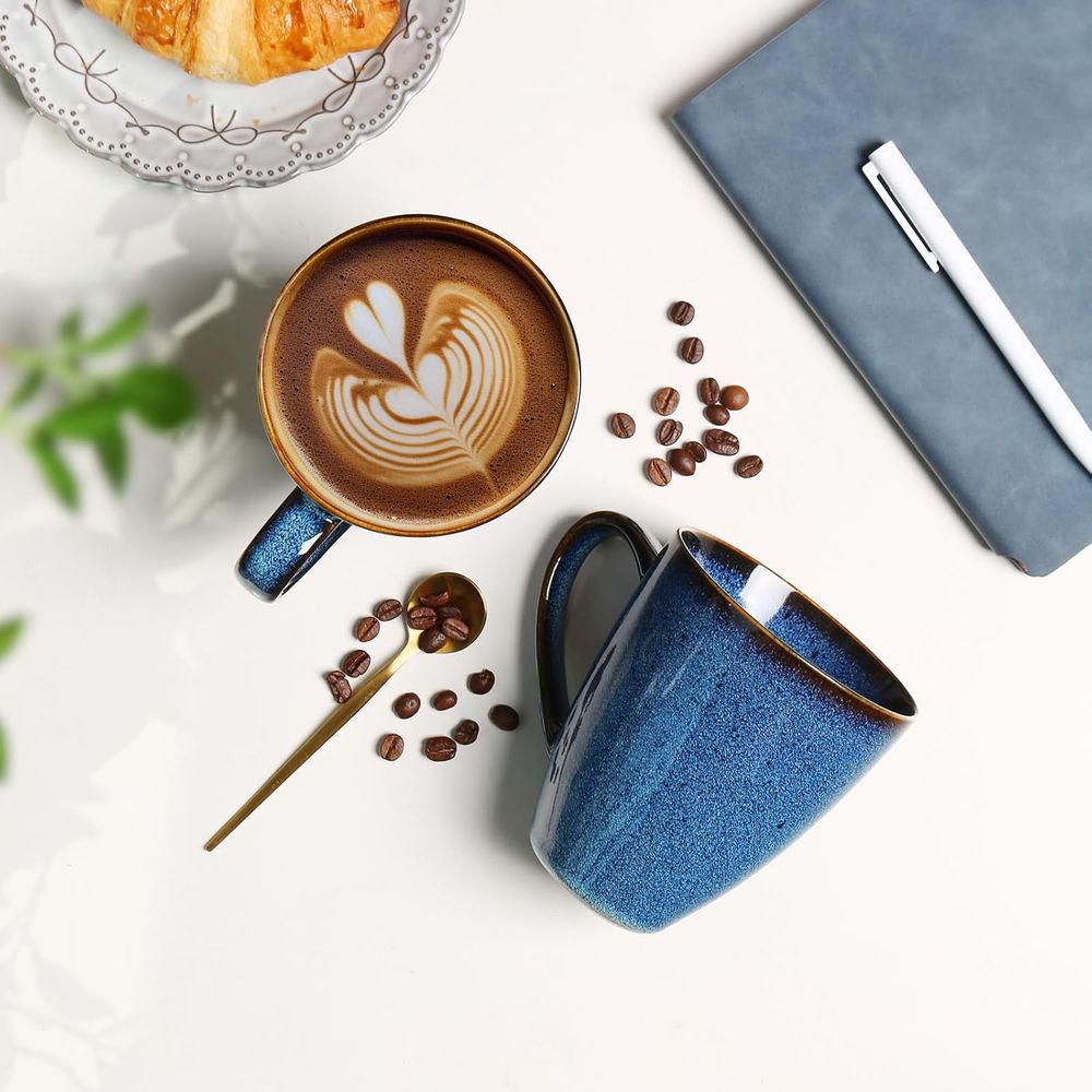 Set of 6 Large Blue Ceramic Co - огляд і ціна Coffee Tea Latte