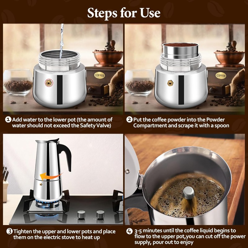 6 Cup Mocha Pot Stainless Stee - огляд і ціна Moka Pot Stove