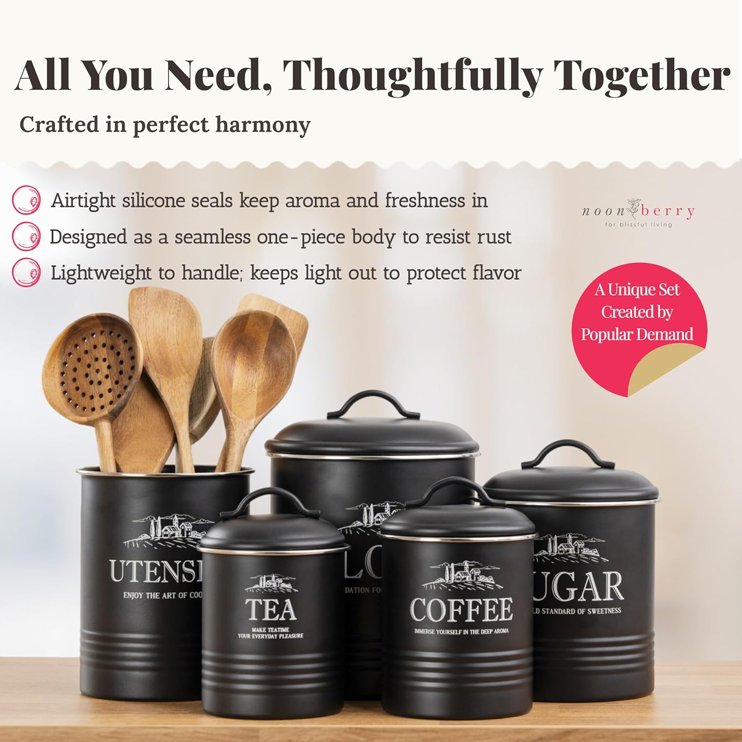 5-Piece Airtight Kitchen Canis - огляд і ціна Coffee Tea Set