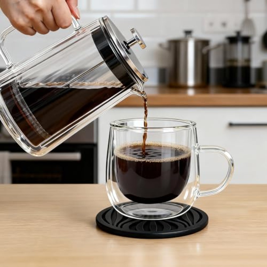 Glass Coffee Mugs Set Of 4 10o - огляд і ціна Double Wall Mug