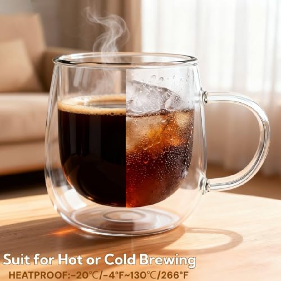 Glass Coffee Mugs Set Of 4 10o - огляд і ціна Double Wall Mug