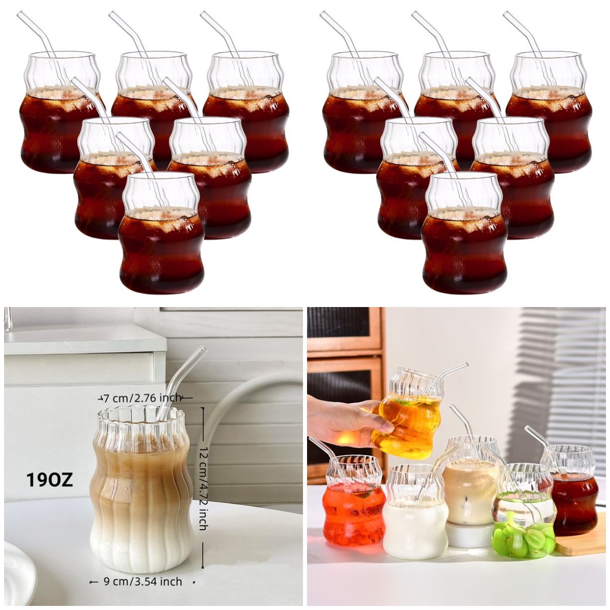 6 Pcs 19oz Glass Coffee Cup Se - огляд і ціна Coffee Tea Set