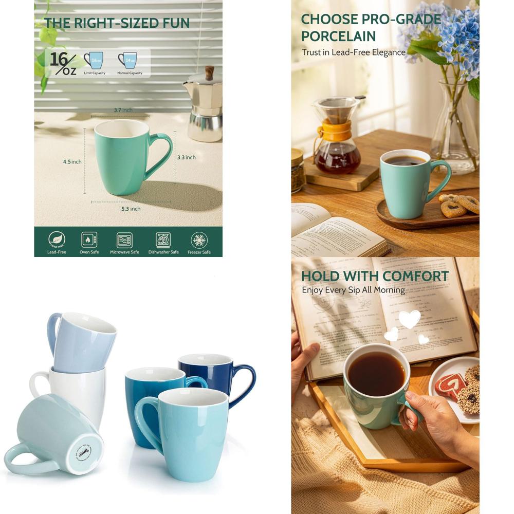 16 oz Porcelain Coffee Mugs Se - огляд і ціна Coffee Tea Latte