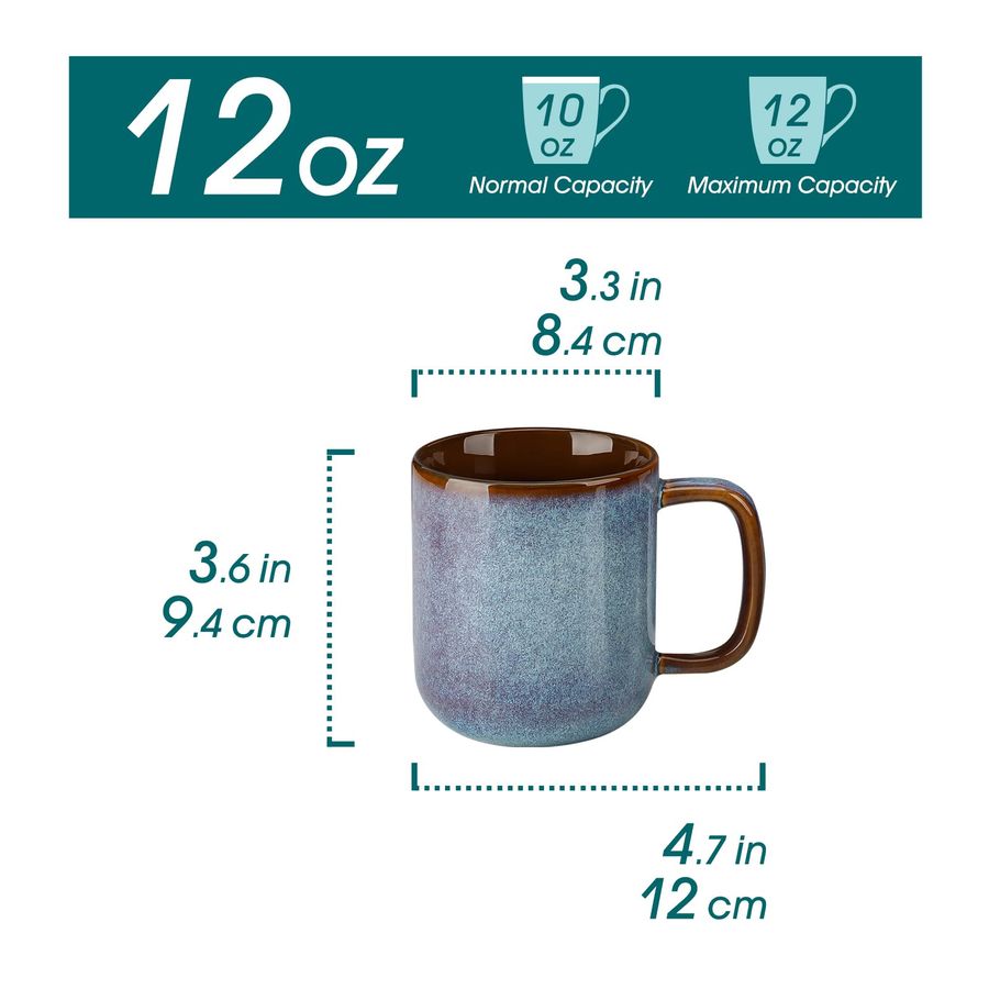 Coffee Mugs Set of 6, 12 Oz Ce - огляд і ціна Coffee Tea Latte