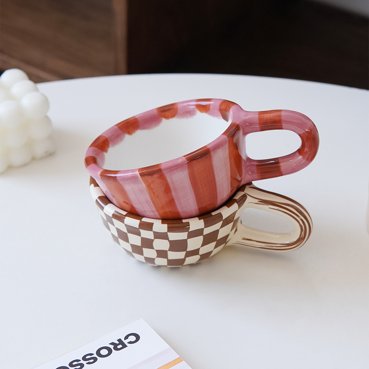 1Pc 220ml Checkerboard Ceramic - огляд і ціна Coffee Tea Latte