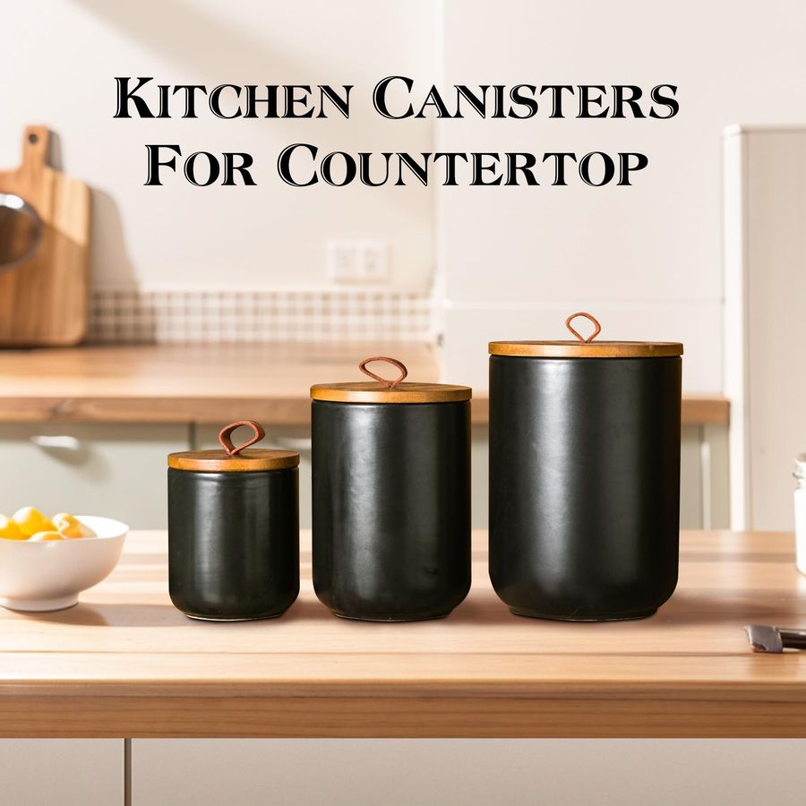 Black Ceramic Canister Set wit - огляд і ціна Coffee Tea Set