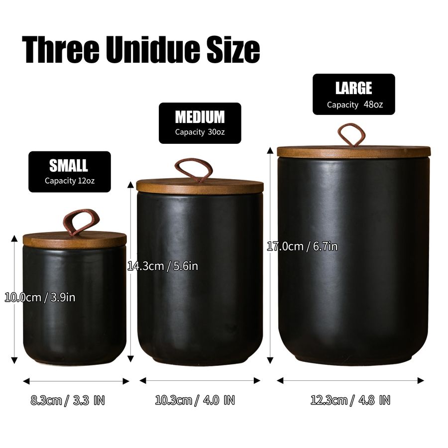 Black Ceramic Canister Set wit - огляд і ціна Coffee Tea Set