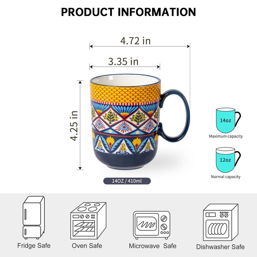 Boho Ceramic Coffee Mugs Set o - огляд і ціна Coffee Tea Latte