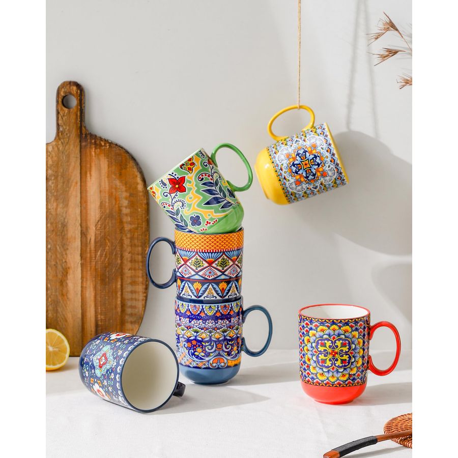 Boho Ceramic Coffee Mugs Set o - огляд і ціна Coffee Tea Latte