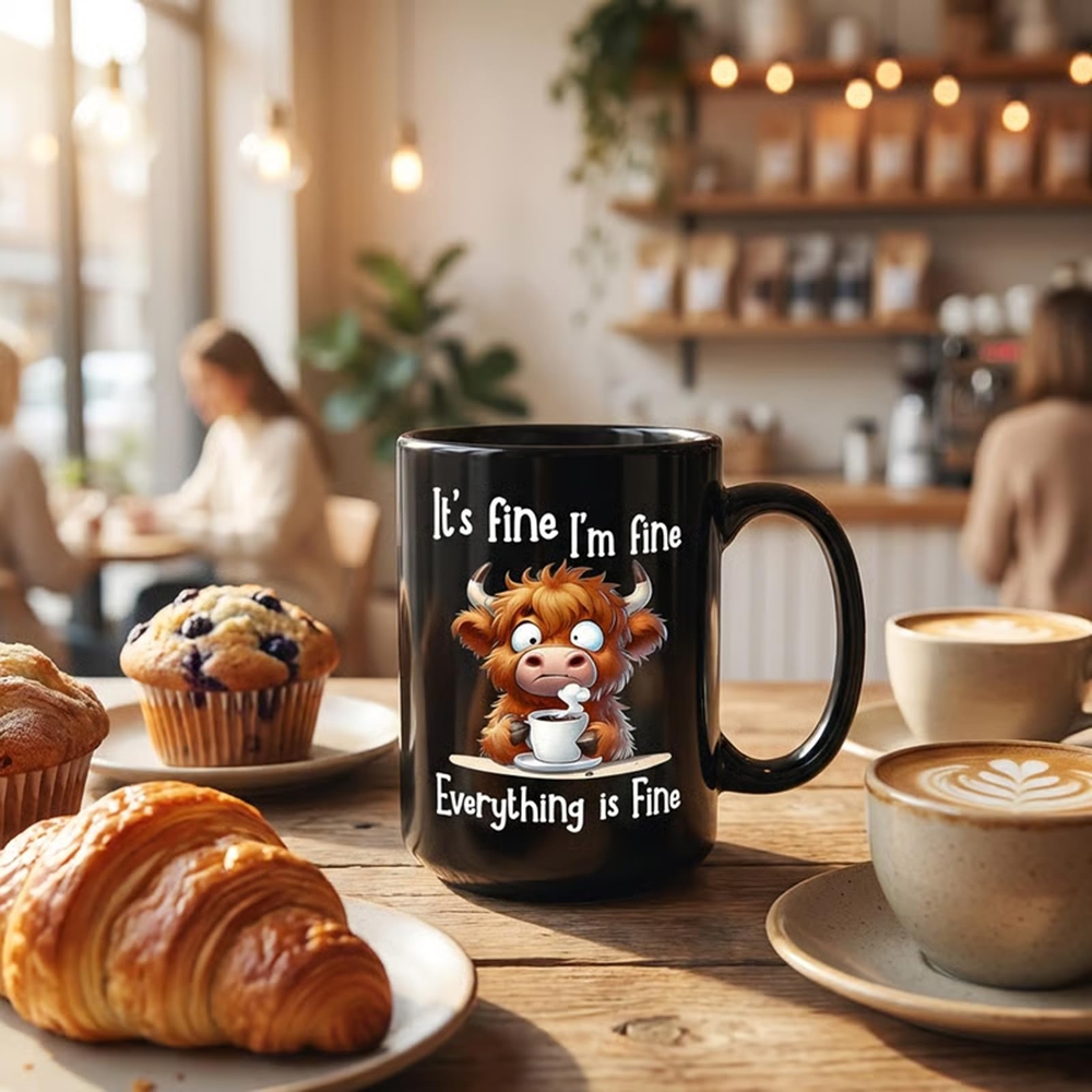 Anxious Scottish Highland Cow  - огляд і ціна Coffee And Tea Quotes Funny