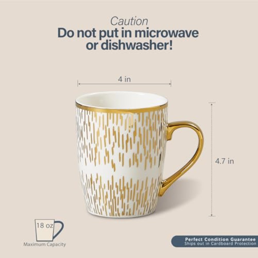 Coffee Mugs 18oz - Gold-Plated - огляд і ціна Coffee Tea Latte
