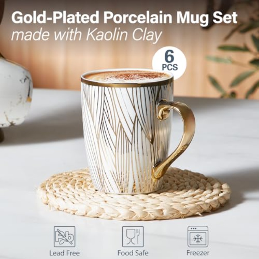 Coffee Mugs 18oz - Gold-Plated - огляд і ціна Coffee Tea Latte